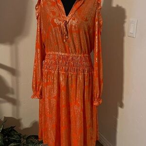 Michael Kors Vibrant Orange Long Sleeve Dress